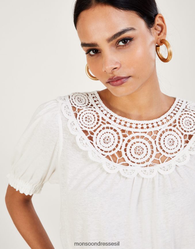 הַלבָּשָׁה Monsoon חלק עליון עם שרוולים קרושה בתערובת פשתן שֶׁנהָב נשים HTJ0TZ587