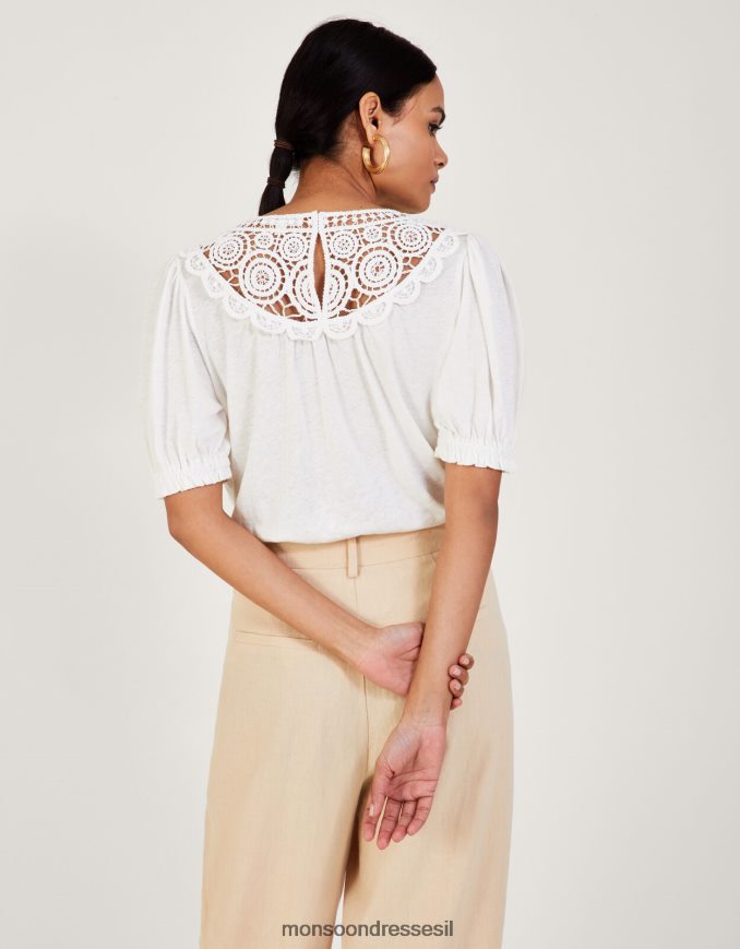 הַלבָּשָׁה Monsoon חלק עליון עם שרוולים קרושה בתערובת פשתן שֶׁנהָב נשים HTJ0TZ587