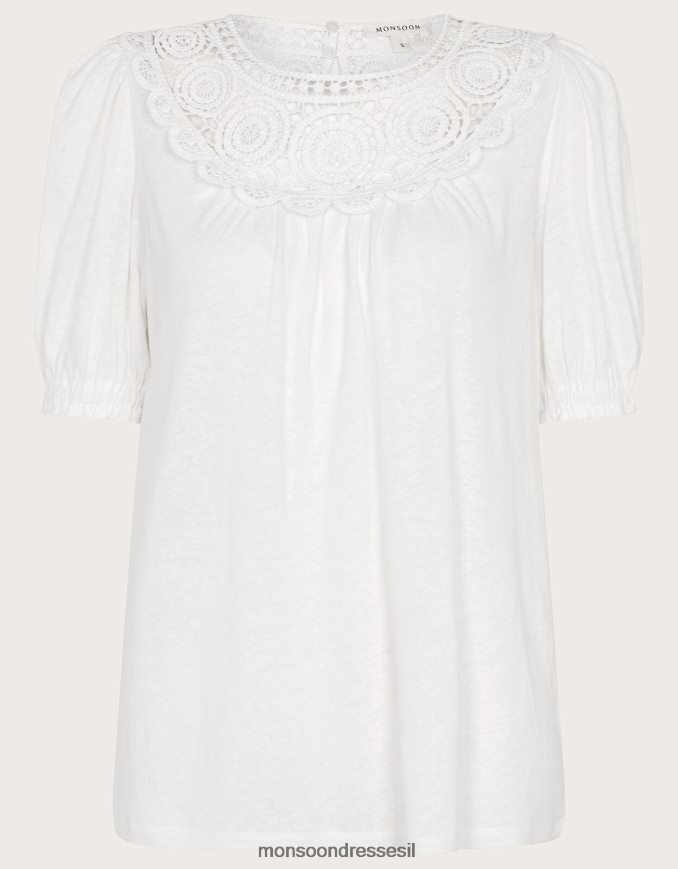 הַלבָּשָׁה Monsoon חלק עליון עם שרוולים קרושה בתערובת פשתן שֶׁנהָב נשים HTJ0TZ587