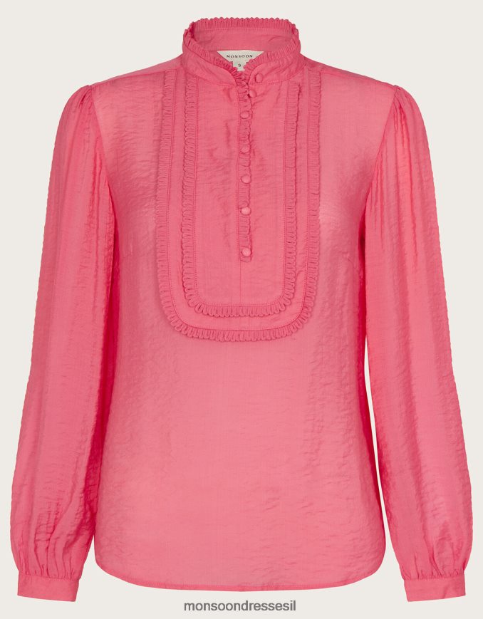 הַלבָּשָׁה Monsoon חולצה פשוטה עם מרקם ליז כתום (אלמוגים) נשים HTJ0TZ593