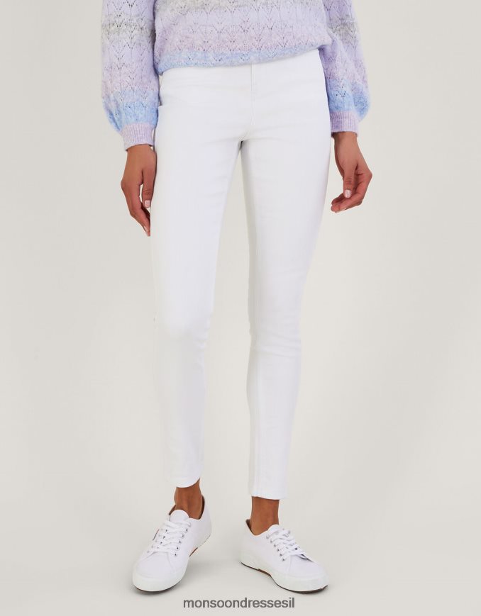 הַלבָּשָׁה Monsoon איריס סקיני ג'ינס באורך רגיל עם כותנה בת קיימא לבן נשים HTJ0TZ595