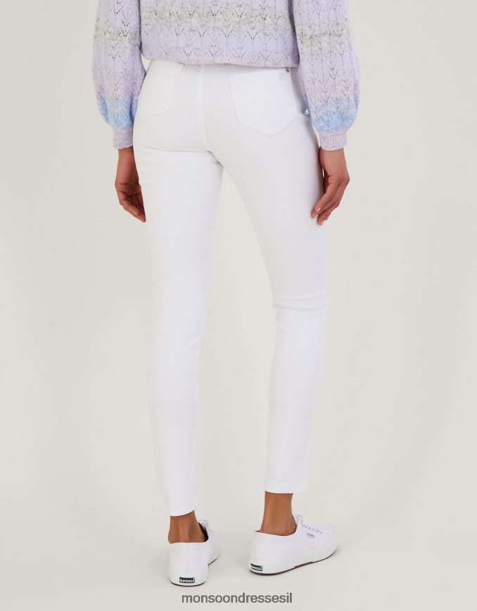 הַלבָּשָׁה Monsoon איריס סקיני ג'ינס באורך רגיל עם כותנה בת קיימא לבן נשים HTJ0TZ595