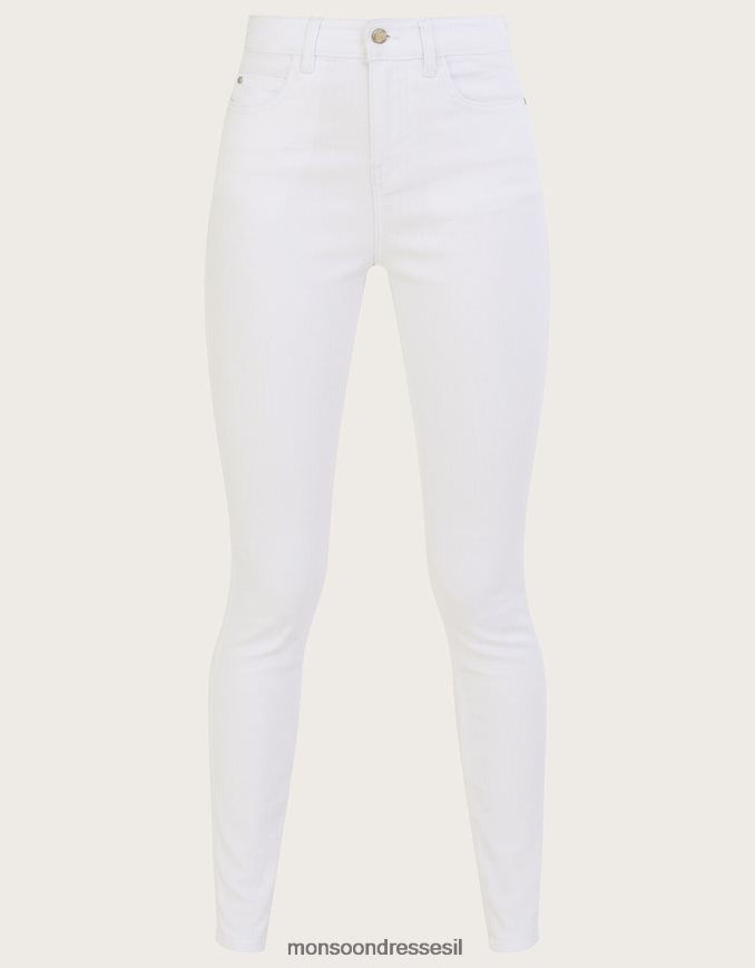 הַלבָּשָׁה Monsoon איריס סקיני ג'ינס באורך רגיל עם כותנה בת קיימא לבן נשים HTJ0TZ595