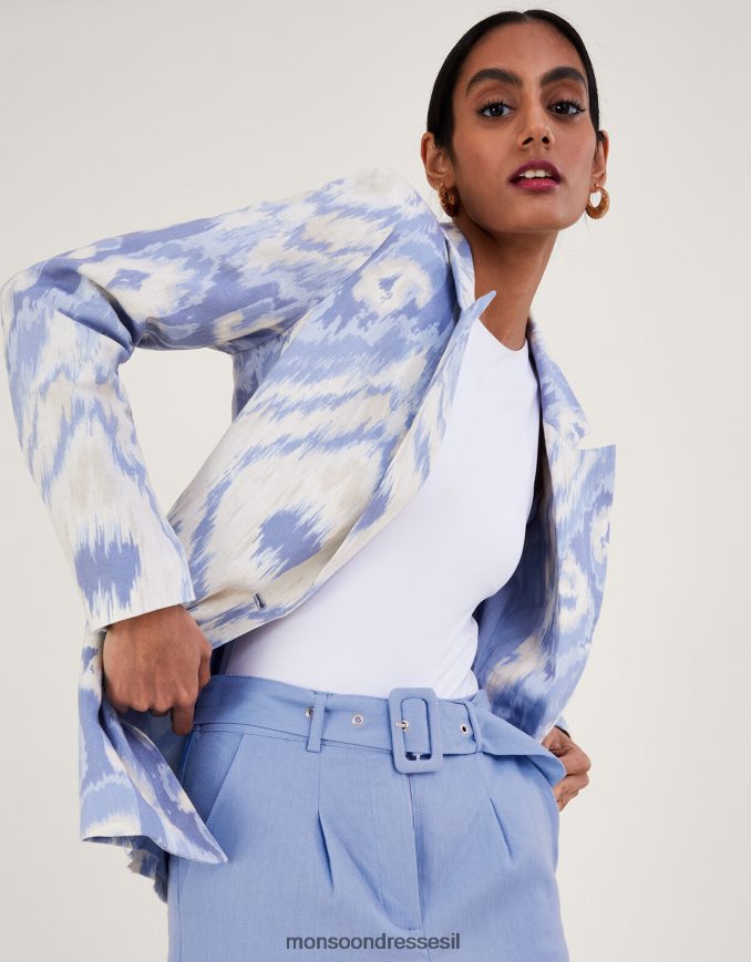 הַלבָּשָׁה Monsoon בלייזר פגי בתערובת פשתן כְּחוֹל נשים HTJ0TZ596