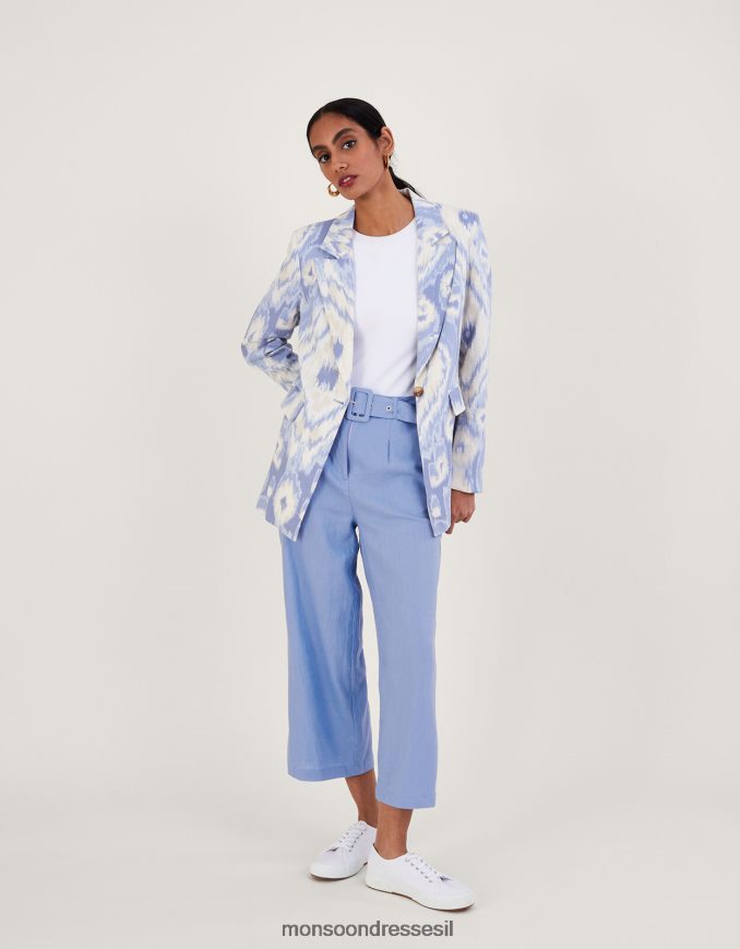 הַלבָּשָׁה Monsoon בלייזר פגי בתערובת פשתן כְּחוֹל נשים HTJ0TZ596