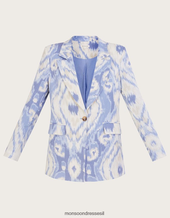 הַלבָּשָׁה Monsoon בלייזר פגי בתערובת פשתן כְּחוֹל נשים HTJ0TZ596