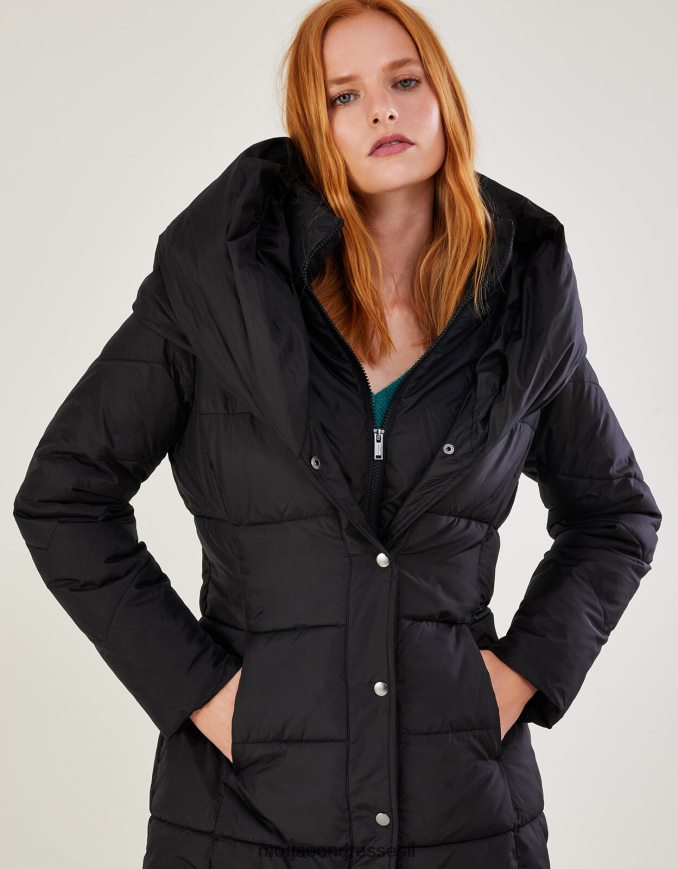 הַלבָּשָׁה Monsoon מעיל קצר מרופד לורה בפוליאסטר ממוחזר שָׁחוֹר נשים HTJ0TZ601