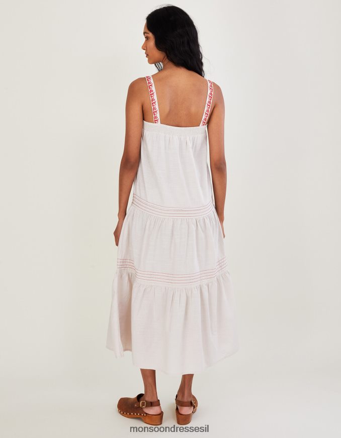 הַלבָּשָׁה Monsoon שמלת פייזלי רקומה עם רצועה רחבה שֶׁנהָב נשים HTJ0TZ602