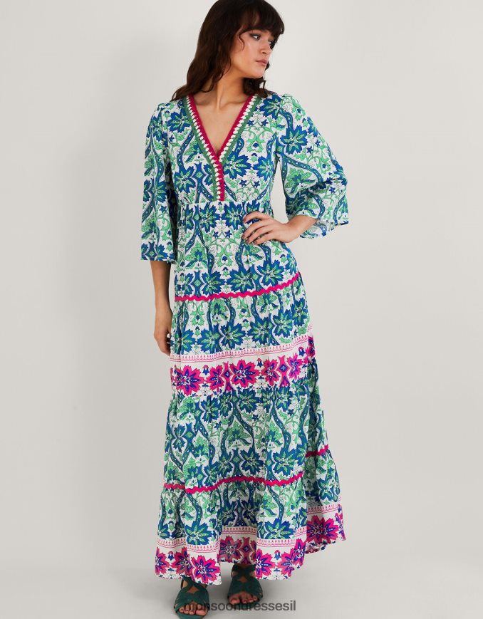 הַלבָּשָׁה Monsoon שמלה בהדפס ערבה כְּחוֹל נשים HTJ0TZ603