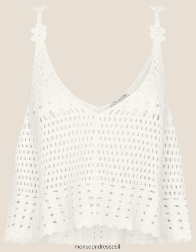 הַלבָּשָׁה Monsoon טופ קאמי סרוג לבן נשים HTJ0TZ608