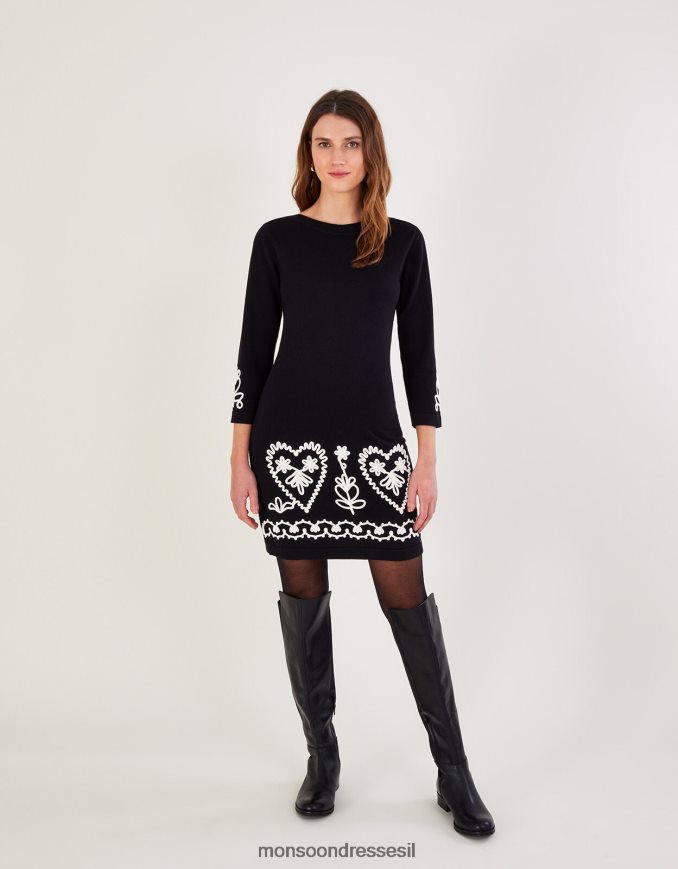 הַלבָּשָׁה Monsoon שמלה חכמה של קורנלי מכותנה בת קיימא שָׁחוֹר נשים HTJ0TZ611