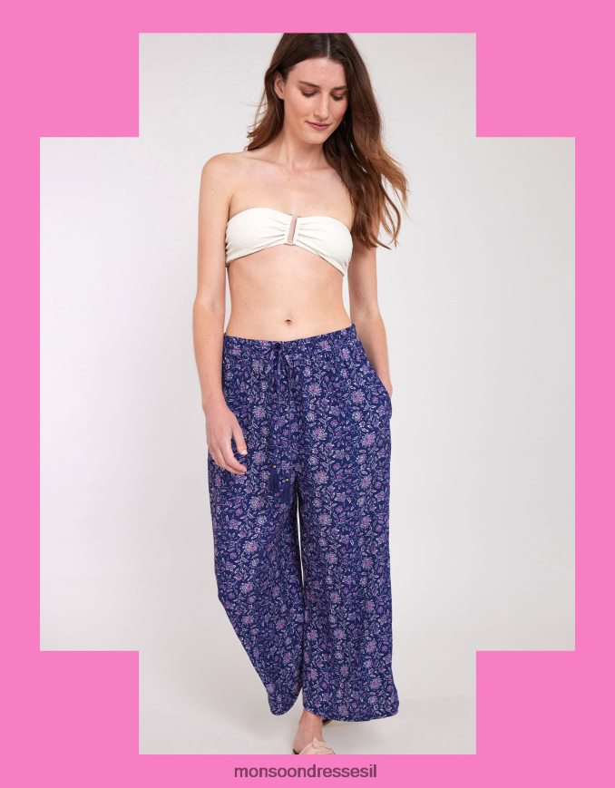 הַלבָּשָׁה Monsoon איסט אליס מכנסיים קמטים כחול (צי) נשים HTJ0TZ612