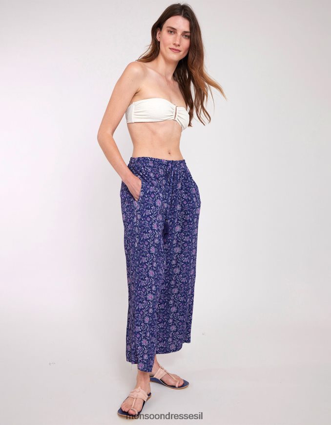 הַלבָּשָׁה Monsoon איסט אליס מכנסיים קמטים כחול (צי) נשים HTJ0TZ612