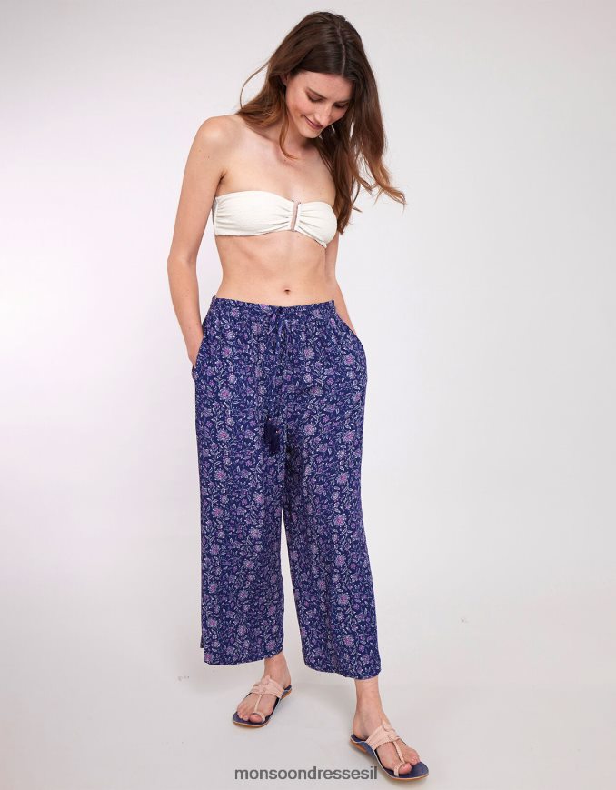 הַלבָּשָׁה Monsoon איסט אליס מכנסיים קמטים כחול (צי) נשים HTJ0TZ612