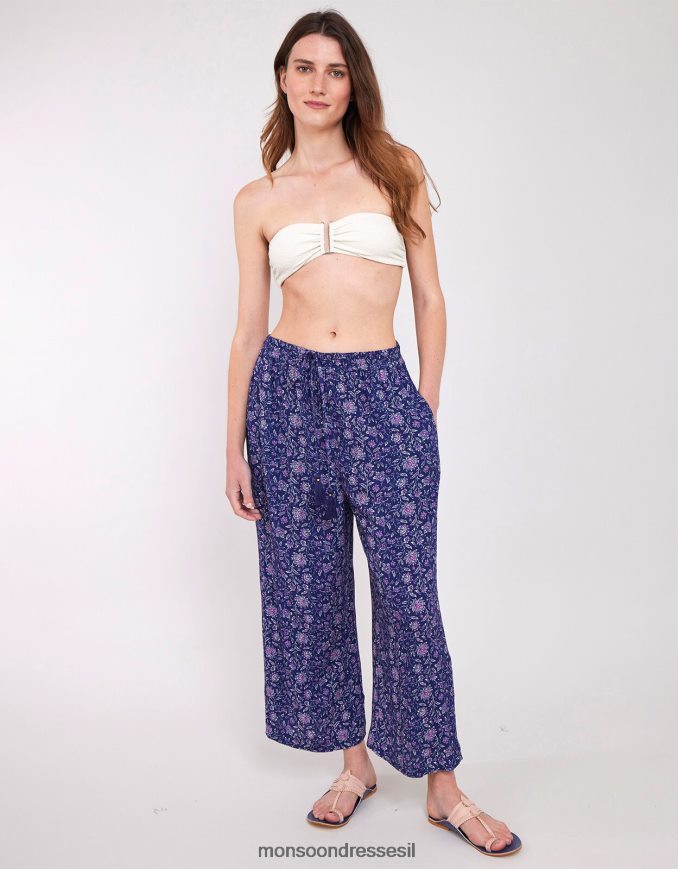 הַלבָּשָׁה Monsoon איסט אליס מכנסיים קמטים כחול (צי) נשים HTJ0TZ612