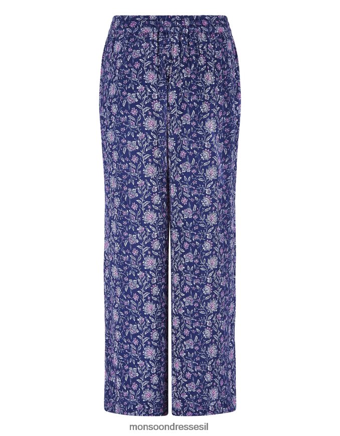 הַלבָּשָׁה Monsoon איסט אליס מכנסיים קמטים כחול (צי) נשים HTJ0TZ612