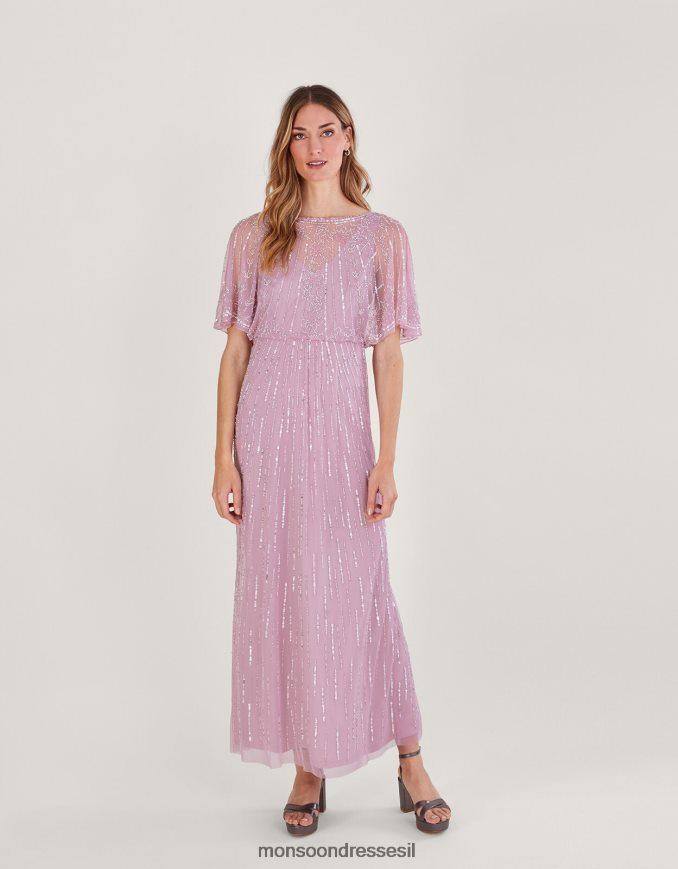 הַלבָּשָׁה Monsoon שמלת מקסי מעוטרת של אליזבת מפוליאסטר ממוחזר וָרוֹד נשים HTJ0TZ613