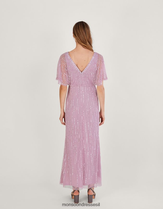 הַלבָּשָׁה Monsoon שמלת מקסי מעוטרת של אליזבת מפוליאסטר ממוחזר וָרוֹד נשים HTJ0TZ613