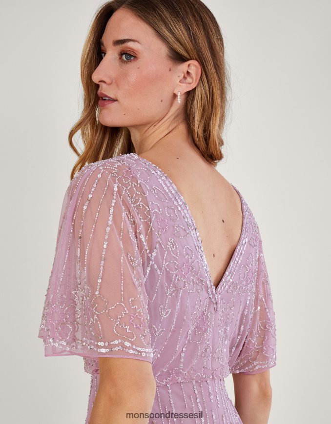 הַלבָּשָׁה Monsoon שמלת מקסי מעוטרת של אליזבת מפוליאסטר ממוחזר וָרוֹד נשים HTJ0TZ613