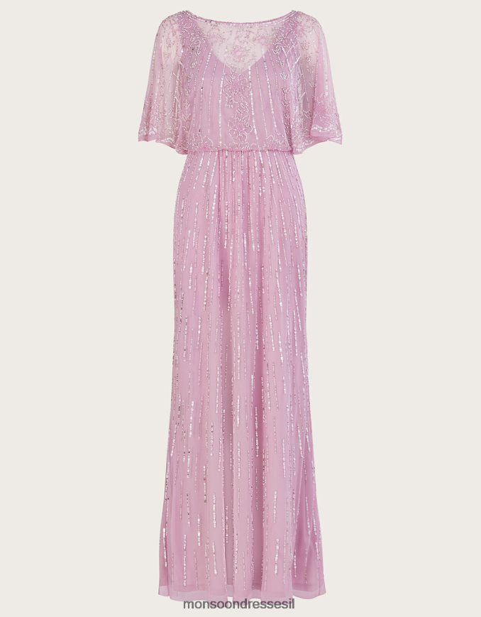 הַלבָּשָׁה Monsoon שמלת מקסי מעוטרת של אליזבת מפוליאסטר ממוחזר וָרוֹד נשים HTJ0TZ613