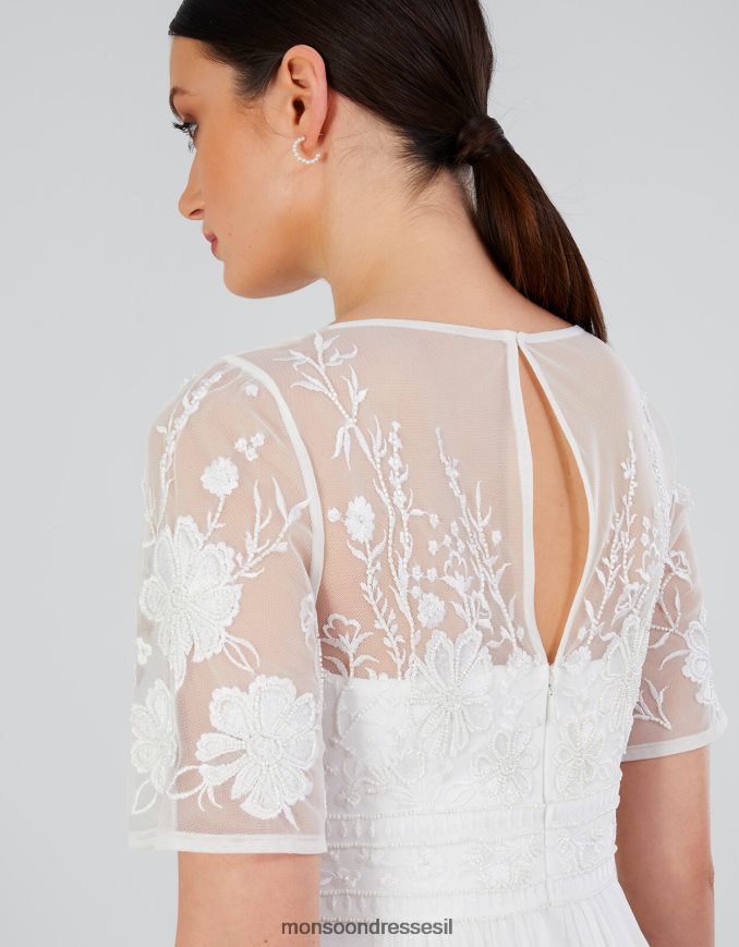 הַלבָּשָׁה Monsoon שמלת מקסי כלה רקומה של עלי שֶׁנהָב נשים HTJ0TZ616