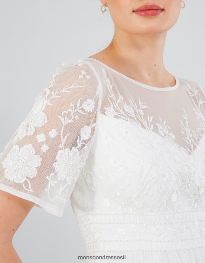 הַלבָּשָׁה Monsoon שמלת מקסי כלה רקומה של עלי שֶׁנהָב נשים HTJ0TZ616