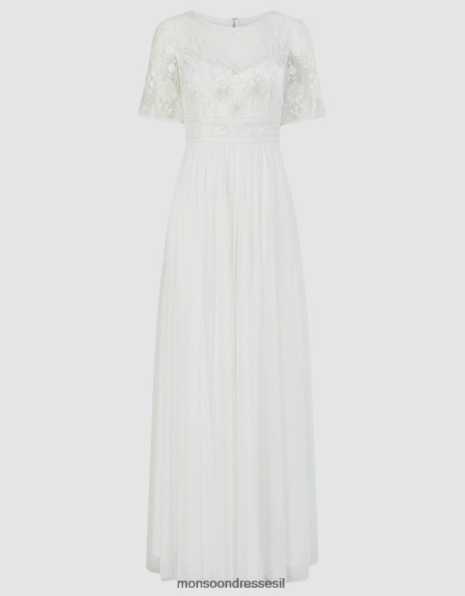 הַלבָּשָׁה Monsoon שמלת מקסי כלה רקומה של עלי שֶׁנהָב נשים HTJ0TZ616