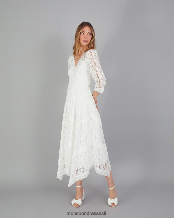 הַלבָּשָׁה Monsoon שמלת כלה של אמילי תחרה שֶׁנהָב נשים HTJ0TZ617