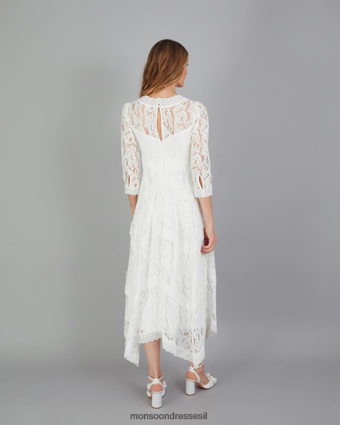 הַלבָּשָׁה Monsoon שמלת כלה של אמילי תחרה שֶׁנהָב נשים HTJ0TZ617