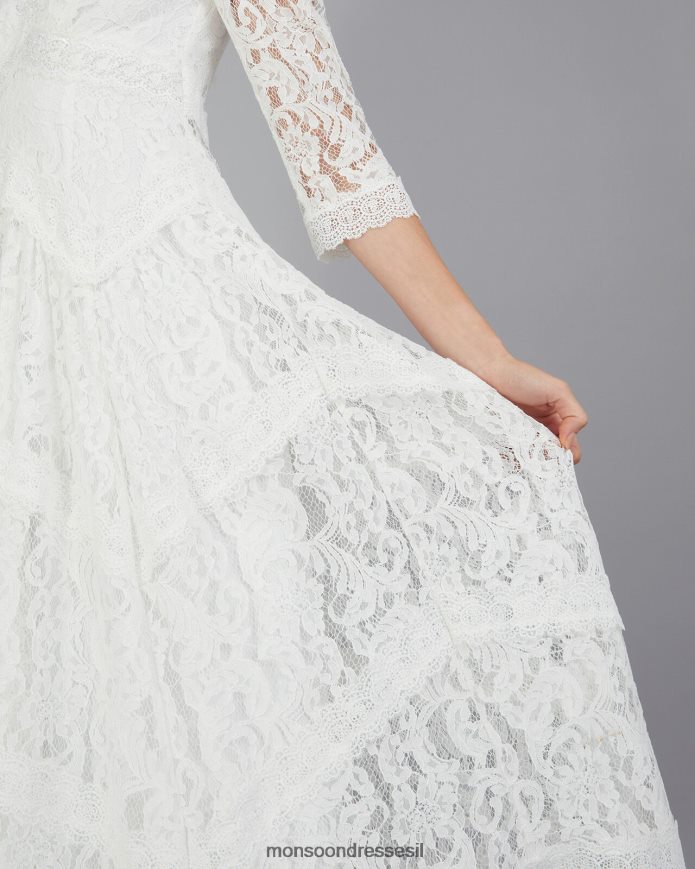 הַלבָּשָׁה Monsoon שמלת כלה של אמילי תחרה שֶׁנהָב נשים HTJ0TZ617