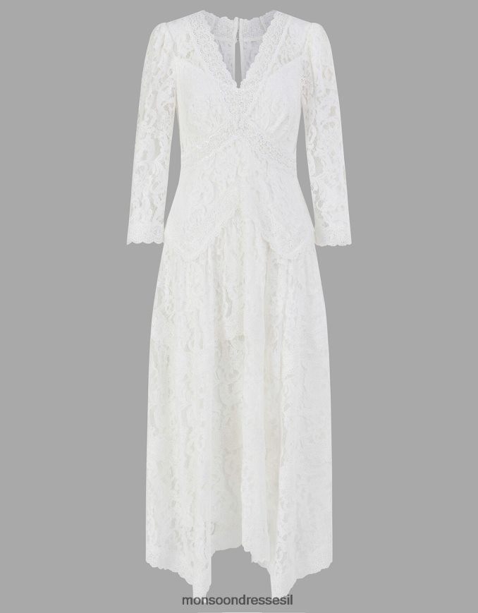 הַלבָּשָׁה Monsoon שמלת כלה של אמילי תחרה שֶׁנהָב נשים HTJ0TZ617