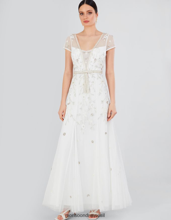 הַלבָּשָׁה Monsoon שמלת מקסי רקומה של מישל שֶׁנהָב נשים HTJ0TZ620