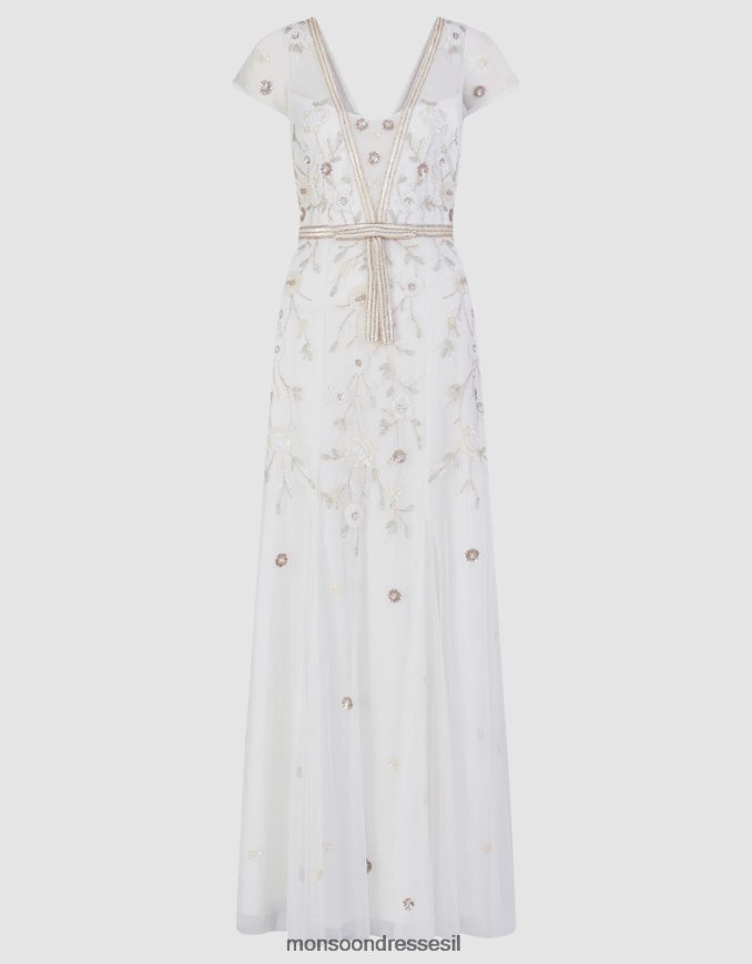 הַלבָּשָׁה Monsoon שמלת מקסי רקומה של מישל שֶׁנהָב נשים HTJ0TZ620