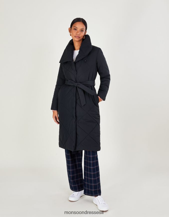 הַלבָּשָׁה Monsoon מעיל צווארון צעיף מרופד מפוליאסטר ממוחזר כחול (חצות) נשים HTJ0TZ625