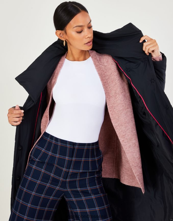 הַלבָּשָׁה Monsoon מעיל צווארון צעיף מרופד מפוליאסטר ממוחזר כחול (חצות) נשים HTJ0TZ625