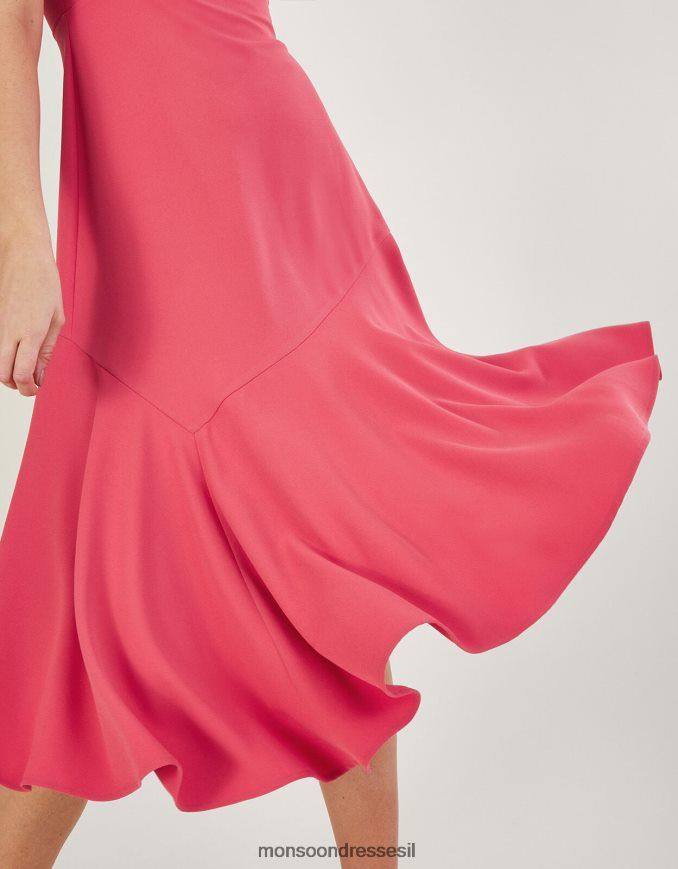 הַלבָּשָׁה Monsoon שמלה א-סימטרית של מטילדה עם פוליאסטר ממוחזר וָרוֹד נשים HTJ0TZ631