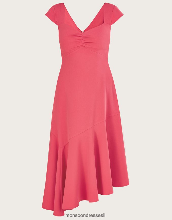 הַלבָּשָׁה Monsoon שמלה א-סימטרית של מטילדה עם פוליאסטר ממוחזר וָרוֹד נשים HTJ0TZ631