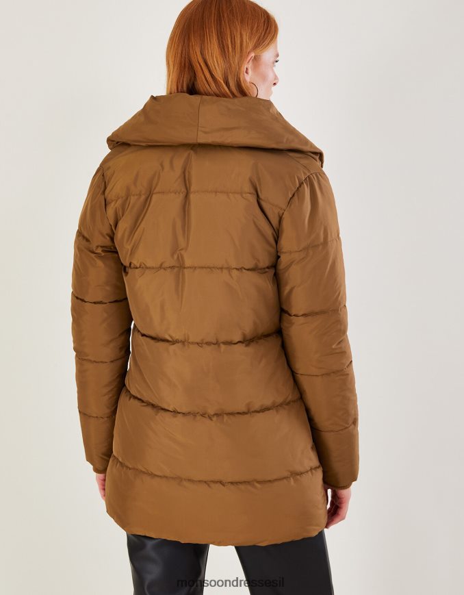 הַלבָּשָׁה Monsoon מעיל מרופד צווארון צעיף שנון גמל (קרמל) נשים HTJ0TZ632