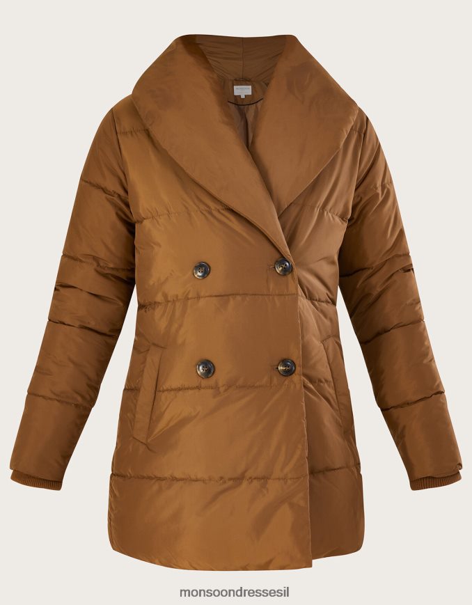 הַלבָּשָׁה Monsoon מעיל מרופד צווארון צעיף שנון גמל (קרמל) נשים HTJ0TZ632