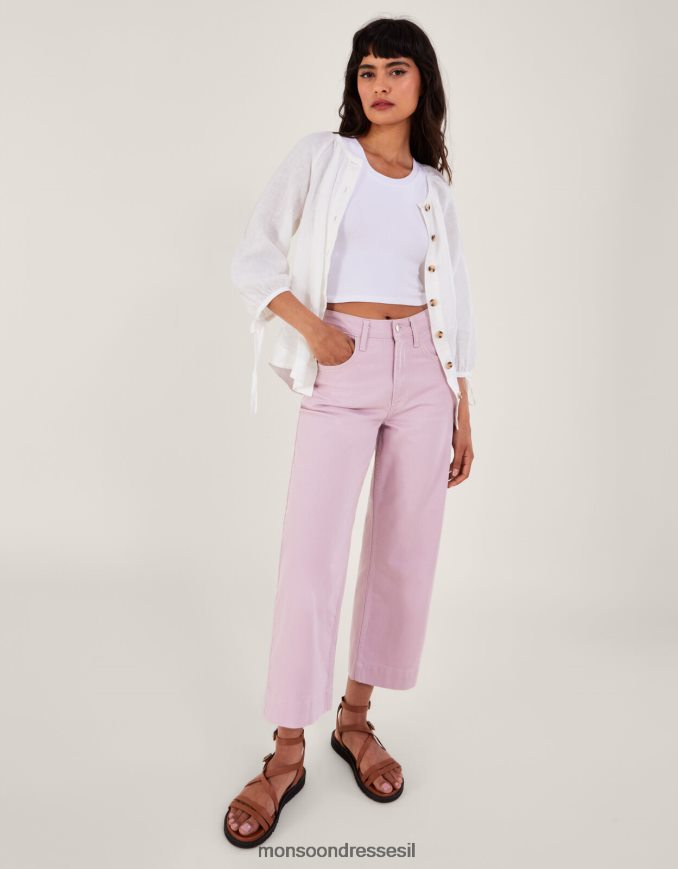 הַלבָּשָׁה Monsoon מכנסי ג'ינס בגזרת רגליים רחבות סגול (לילך) נשים HTJ0TZ635