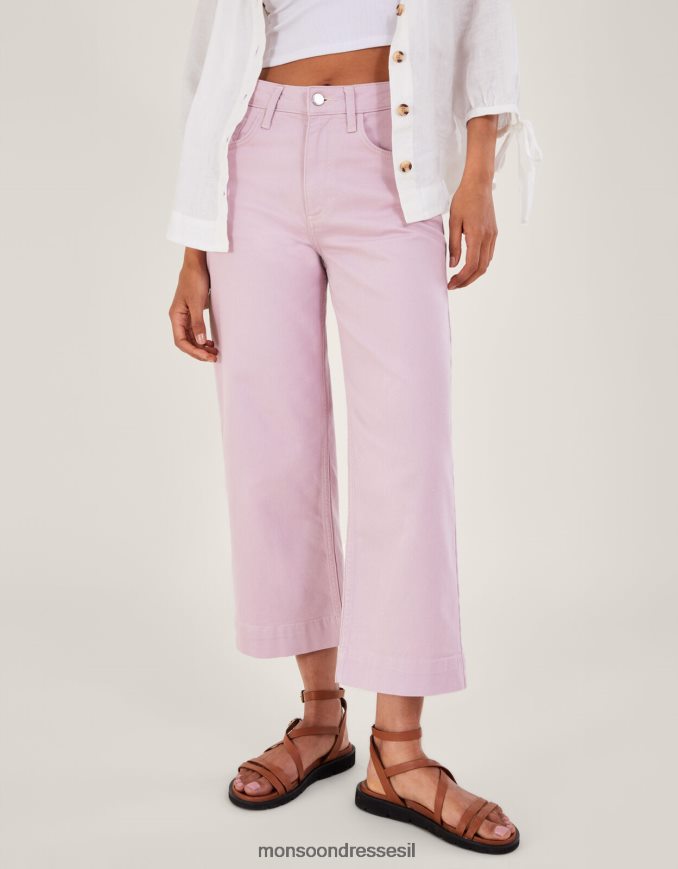 הַלבָּשָׁה Monsoon מכנסי ג'ינס בגזרת רגליים רחבות סגול (לילך) נשים HTJ0TZ635