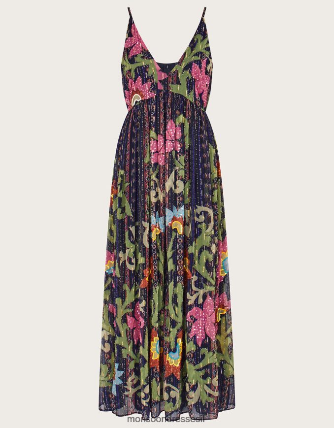 הַלבָּשָׁה Monsoon שמלת מקסי מעוטרת של הלן מפוליאסטר ממוחזר שָׁחוֹר נשים HTJ0TZ636