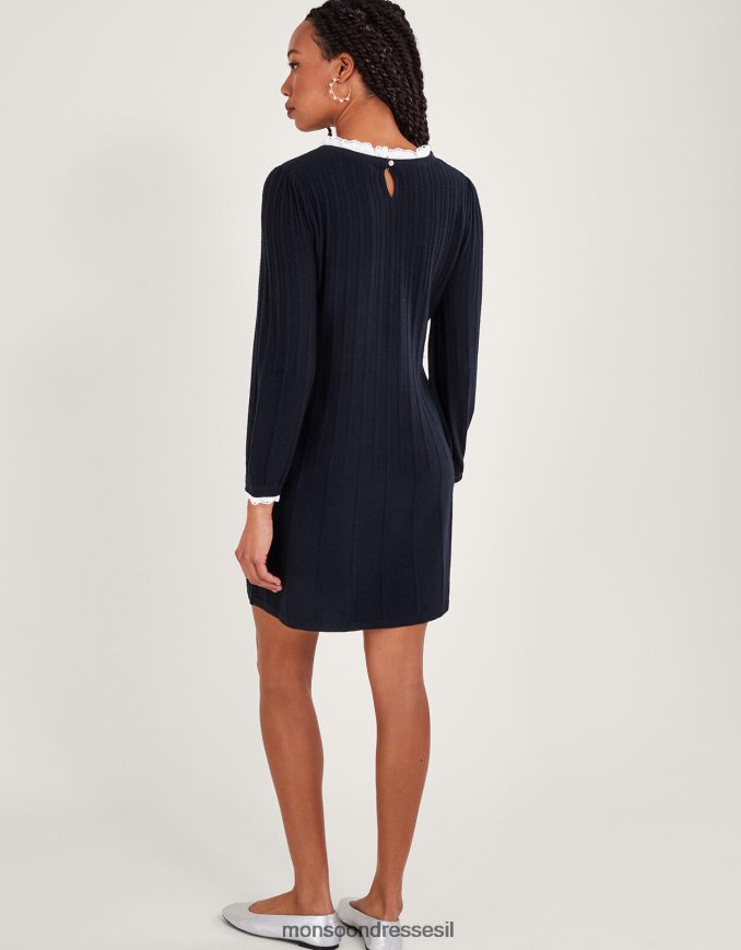 הַלבָּשָׁה Monsoon שמלת נדנדה עם עיטור תחרה כחול (צי) נשים HTJ0TZ63