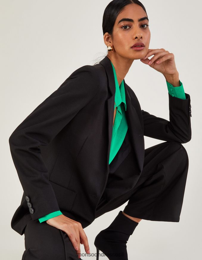 הַלבָּשָׁה Monsoon לורן בלייזר רגיל שָׁחוֹר נשים HTJ0TZ640