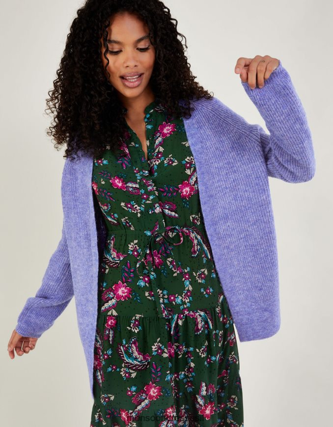 הַלבָּשָׁה Monsoon קרדיגן רך במיוחד מקצה לקצה עם פוליאסטר ממוחזר כְּחוֹל נשים HTJ0TZ641