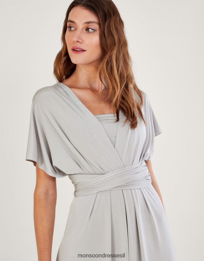 הַלבָּשָׁה Monsoon תסובב אותי לקשור לי שמלת מקסי כסף נשים HTJ0TZ645