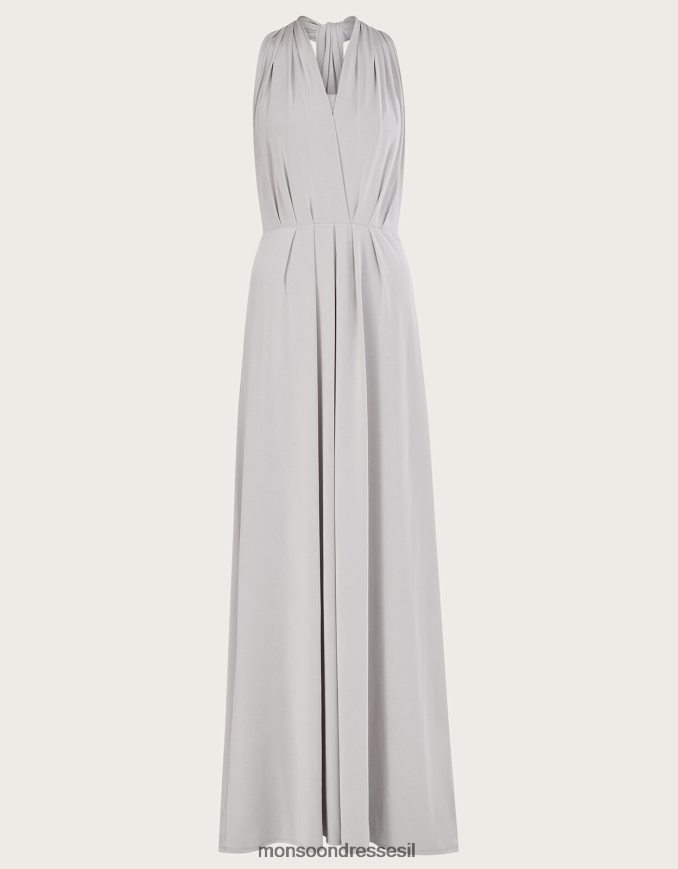 הַלבָּשָׁה Monsoon תסובב אותי לקשור לי שמלת מקסי כסף נשים HTJ0TZ645