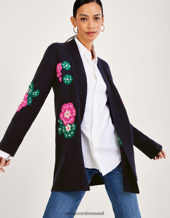 הַלבָּשָׁה Monsoon קרדיגן מידי רקום ביד כחול (צי) נשים HTJ0TZ652