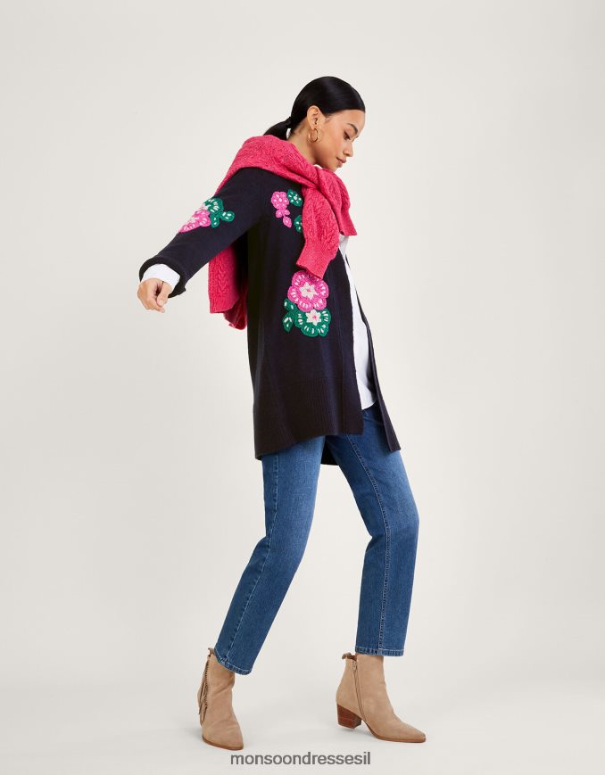 הַלבָּשָׁה Monsoon קרדיגן מידי רקום ביד כחול (צי) נשים HTJ0TZ652