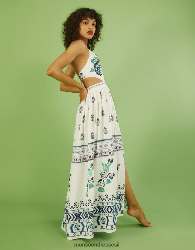 הַלבָּשָׁה Monsoon שמלת מקסי רקומה של אנג'לינה שֶׁנהָב נשים HTJ0TZ655